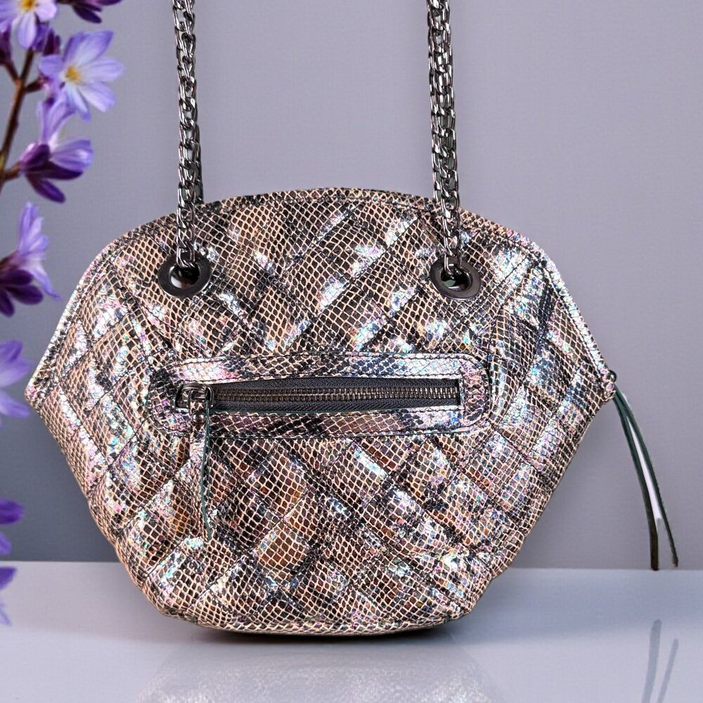 Sharif Metallic Python Embossed Leather Dome Conv… - image 5